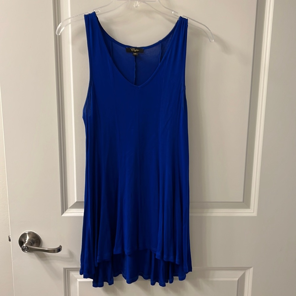 Cupio Women’s Cobalt Blue Sleeveless Tunic with Dart Detailing, Size L